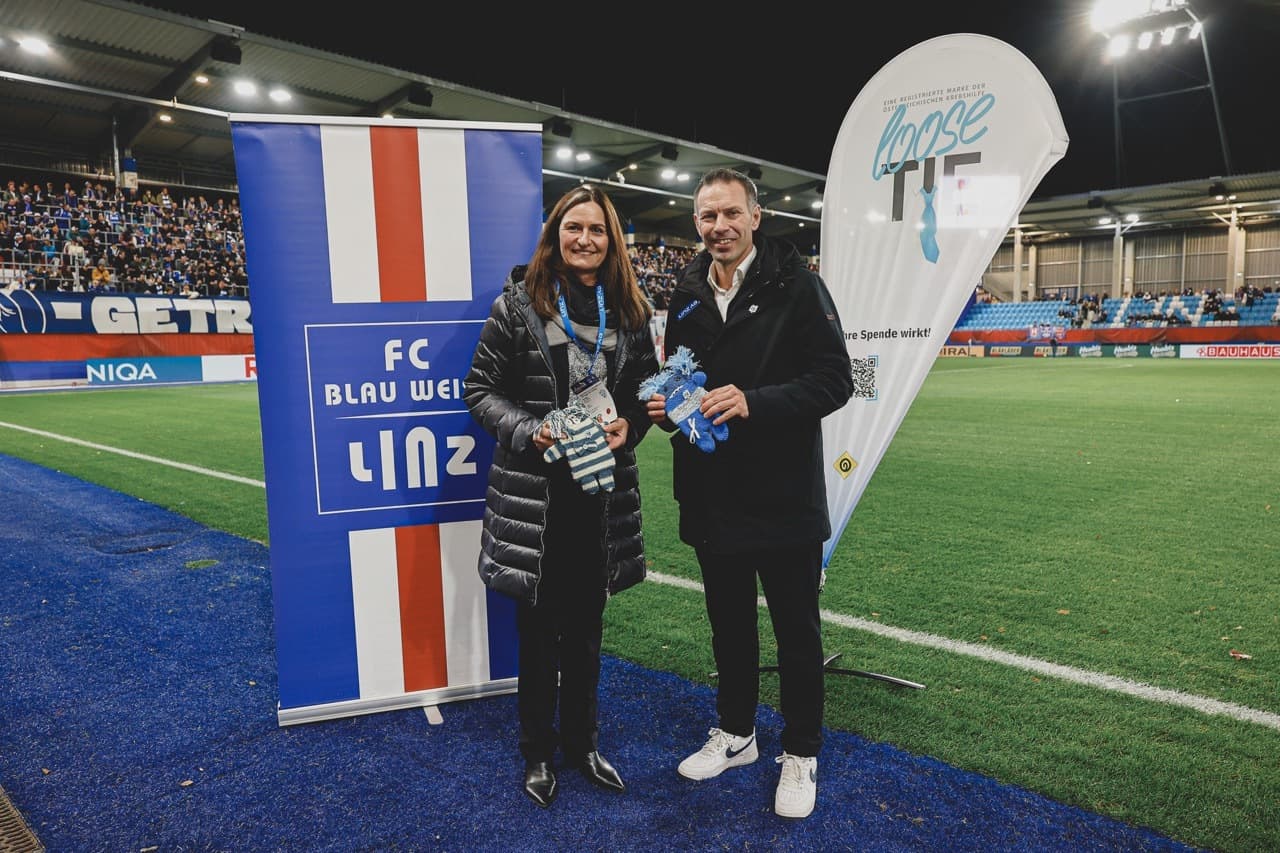 FC Blau-Weiß Linz unterstützt „Loose Tie“-Kampagne der Krebshilfe Oberösterreich; Christoph Peschek